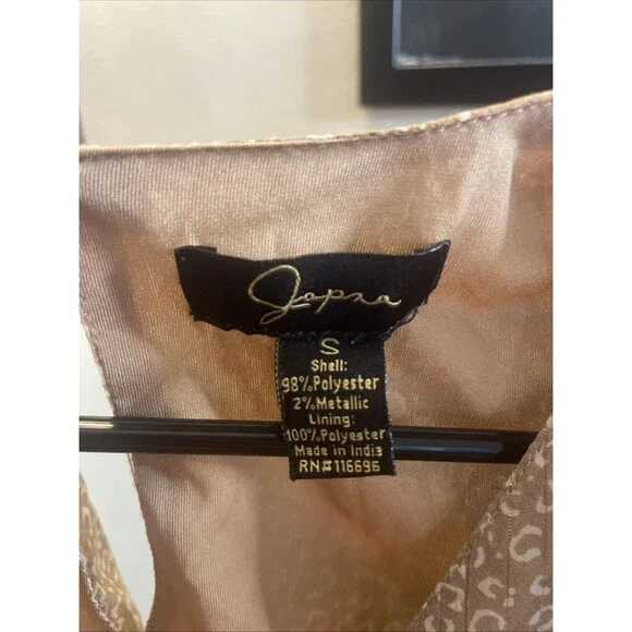 Japna Metalic Gold Long Sleeve Boho Dress Womens Small Tiered Flowy Evening - Picture 7 of 11